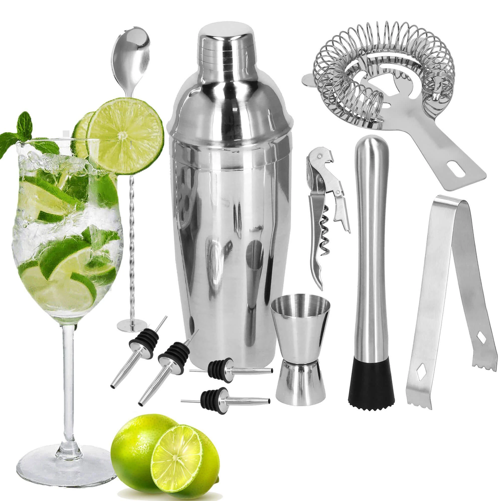 Springos Kokteilių gaminimo rinkinys su bambuko stovu PROFESSIONAL SET, 750ml 12vnt. MAXI