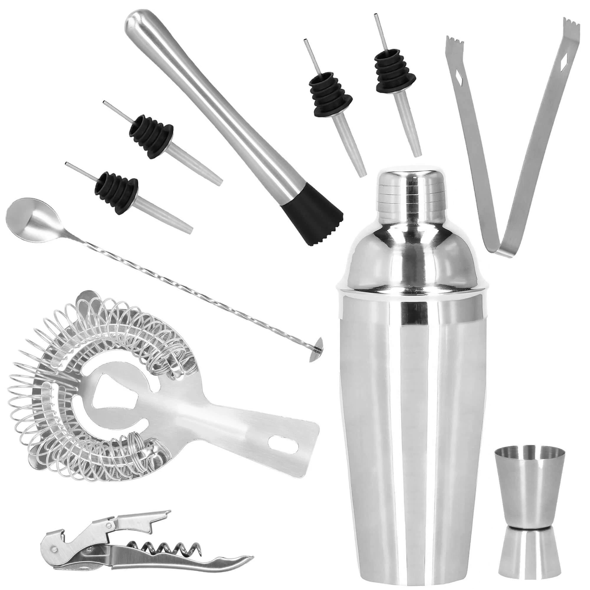 Springos Kokteilių gaminimo rinkinys su bambuko stovu PROFESSIONAL SET, 750ml 12vnt. MAXI