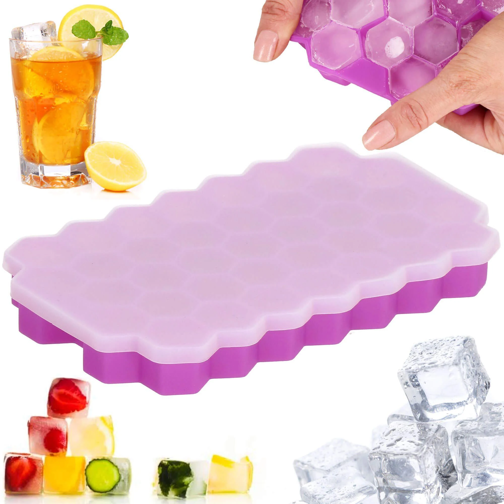 Silikoninė ledo forma Springos 20x12 cm violetinė