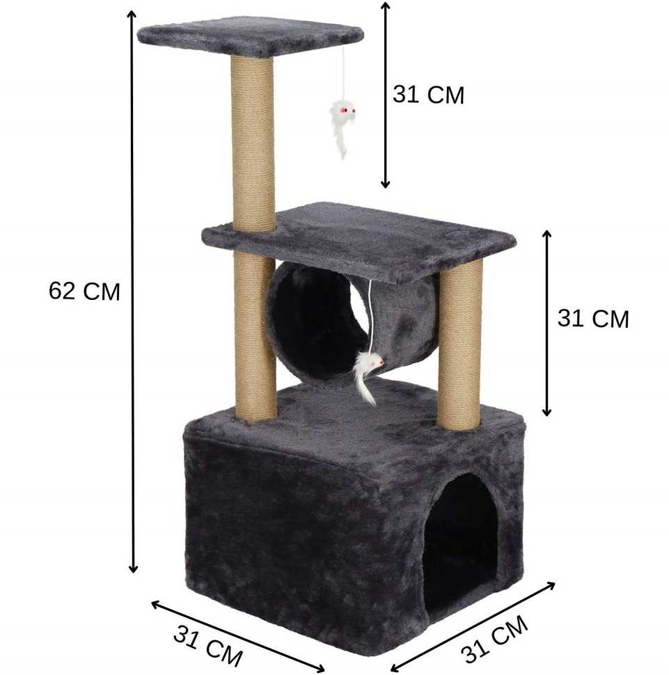 Kačių draskyklė Springos Multi-Level Cat House, 31 cm x 31 cm x 62 cm