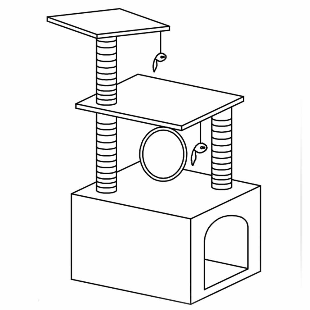 Kačių draskyklė Springos Multi-Level Cat House, 31 cm x 31 cm x 62 cm