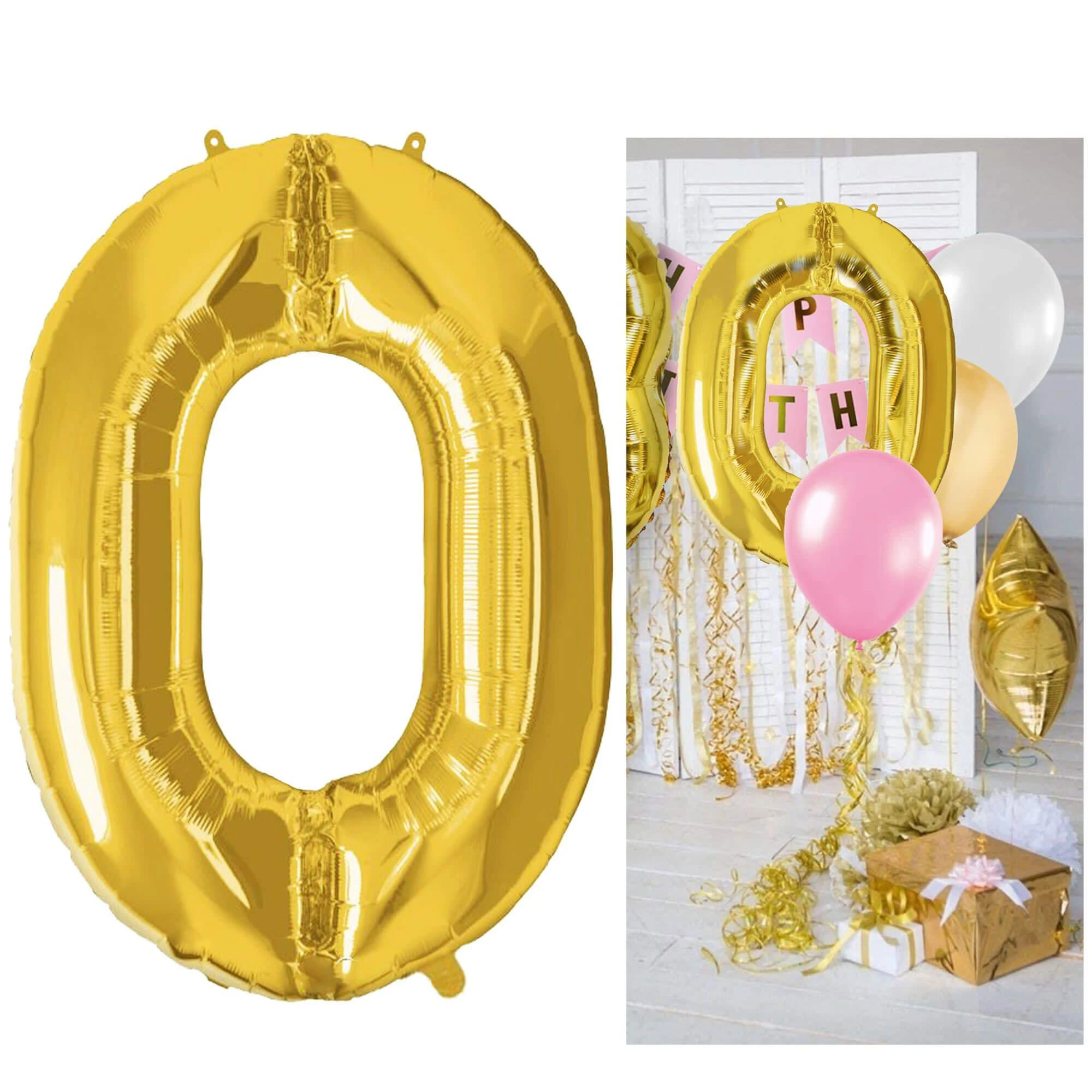 Springos Pripučiamas auksinis numeris „0“, 40 cm
