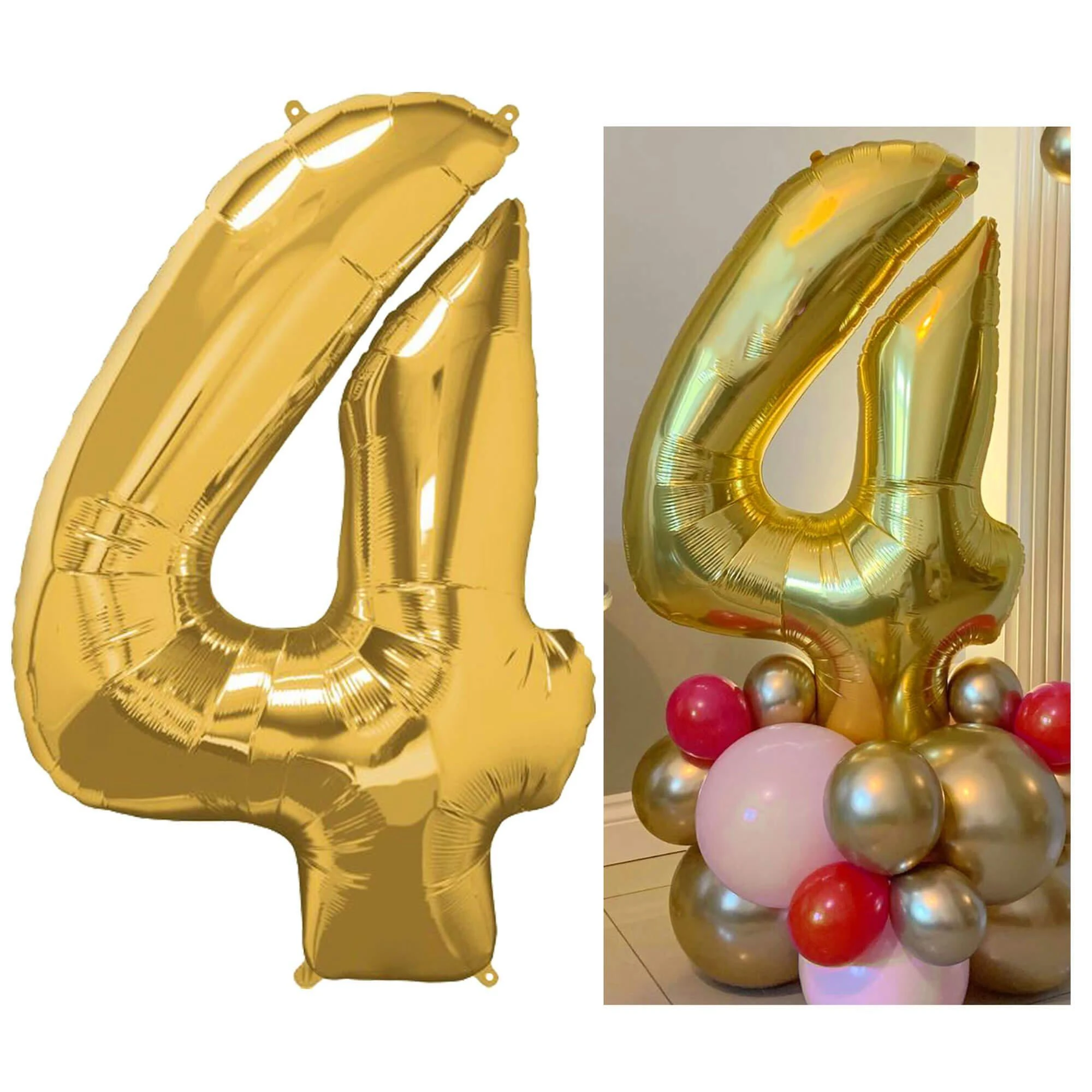 Springos Pripučiamas auksinis skaičius „4“ 40 cm