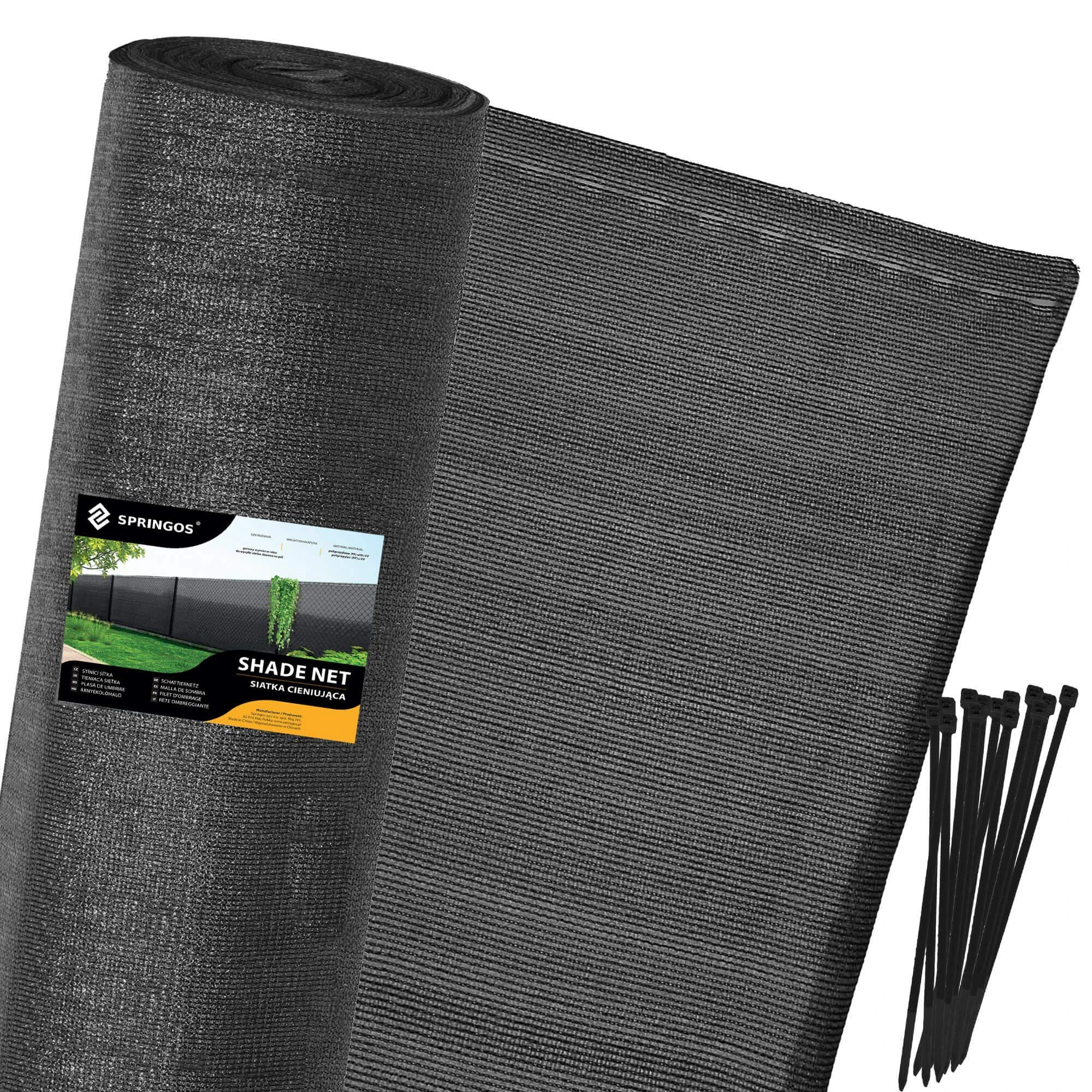 Apsauginis tinklas Springos SN0044, 1,2 x 25 m, 140 g/m², antracitas
