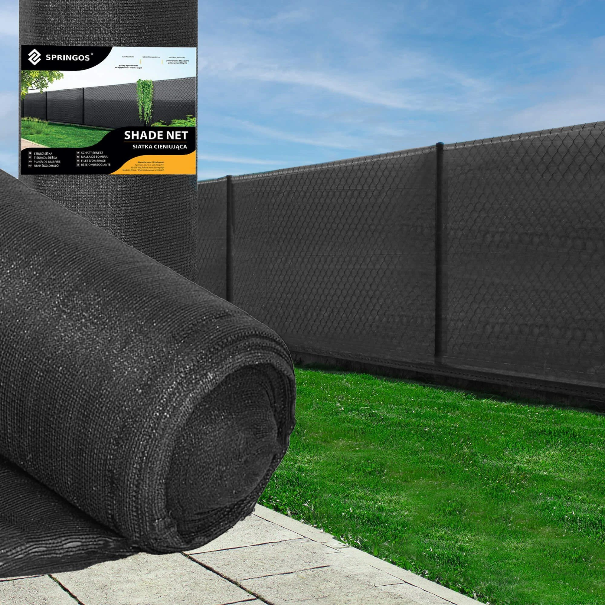 Apsauginis tinklas Springos SN0044, 1,2 x 25 m, 140 g/m², antracitas