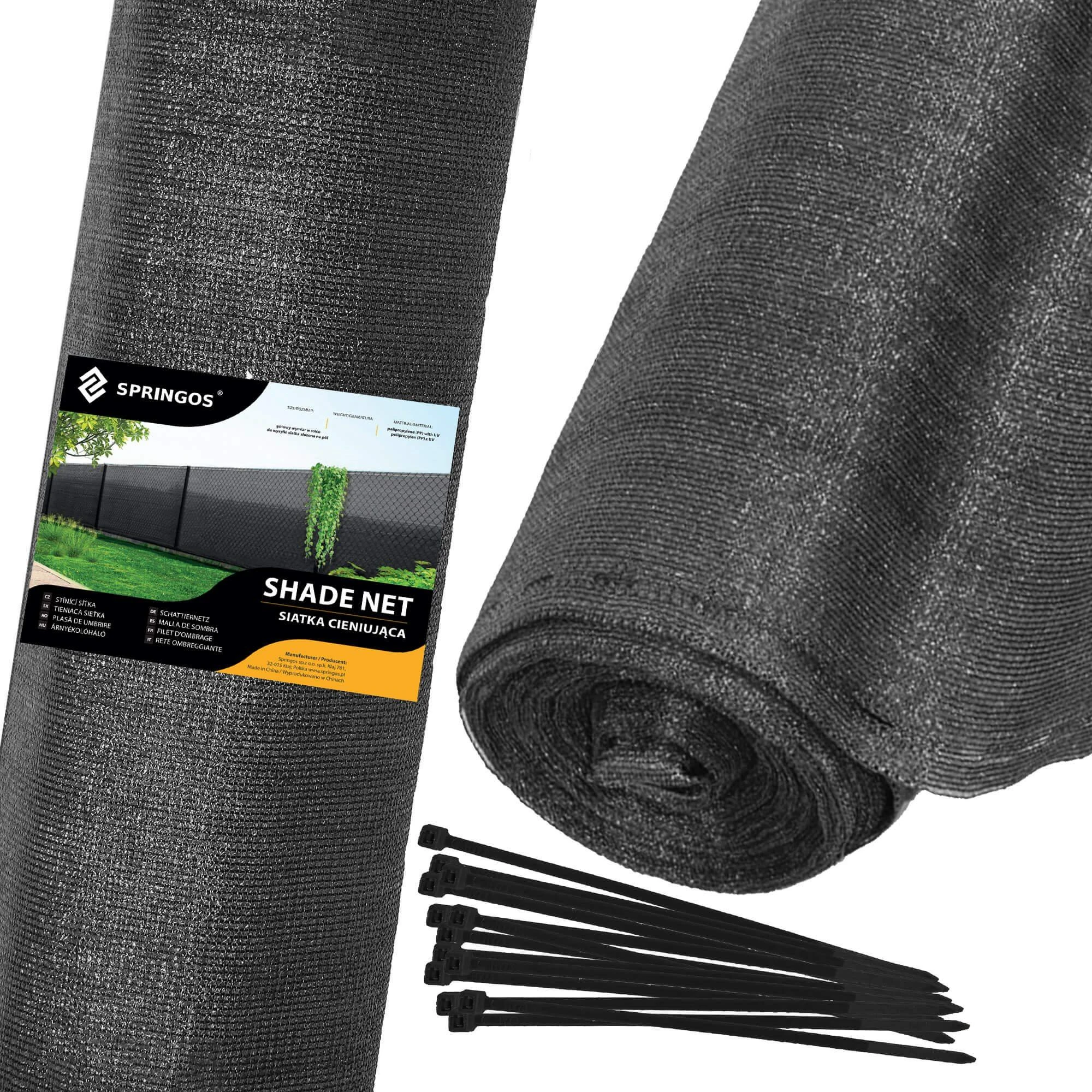 Apsauginis tinklas Springos SN0044, 1,2 x 25 m, 140 g/m², antracitas