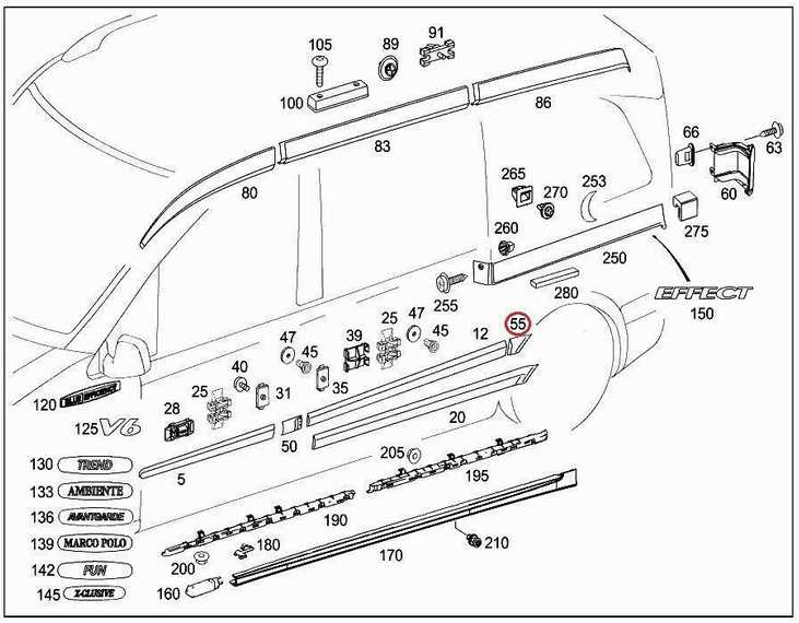 /1215/ Original Mercedes-Benz Schutzleiste hinten dešinė Zierleiste W639 Vito