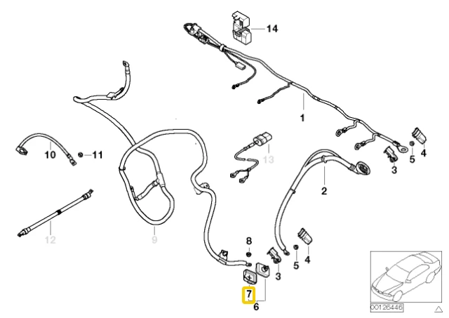 2000-2006 BMW X5 E53 ~ AKUMULIATORIAUS PAGRINDO B+ DANGTELIS ~ OEM DALIS