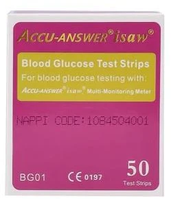 "Accu-Answer" gliukozės kiekio kraujyje nustatymo juostelė 50 juostelių BG01
