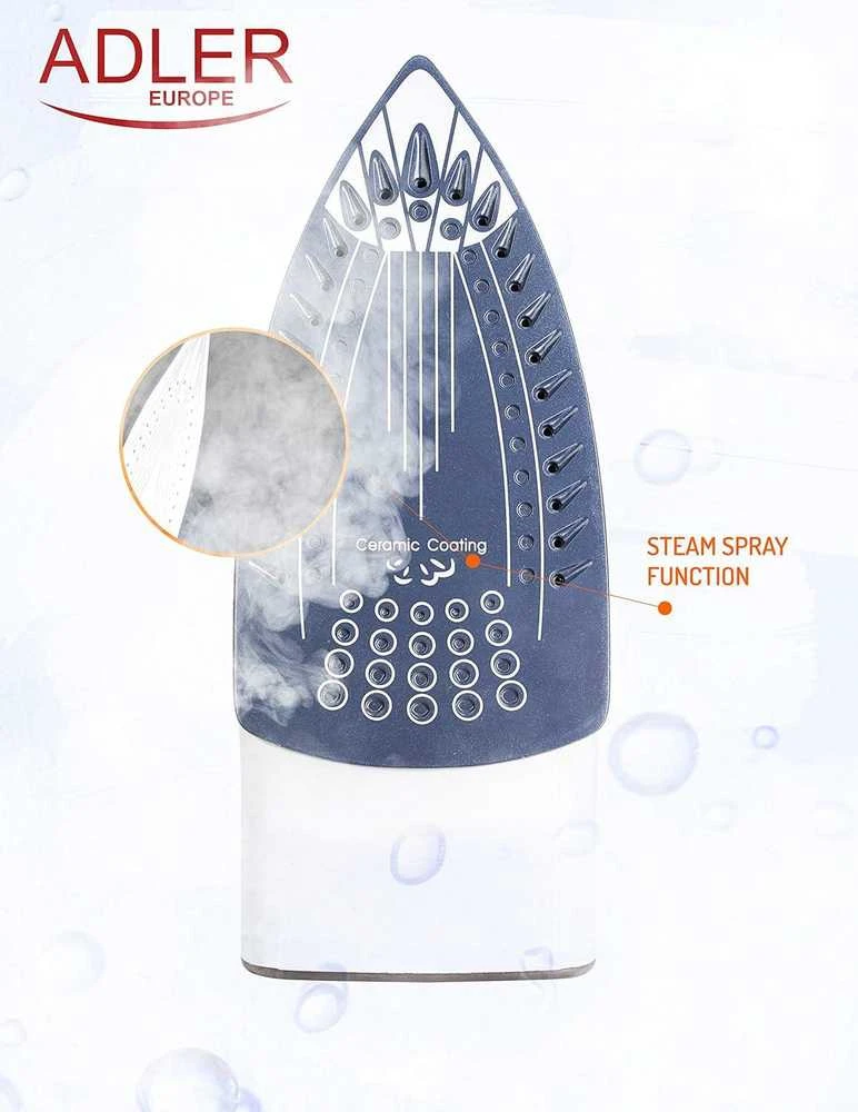 Adler | Lygintuvas | AD 5030 | Garų lygintuvas | 3000 W | Vanduo tank capacity 310 ml | Continuous steam 20 g/min | Brown
