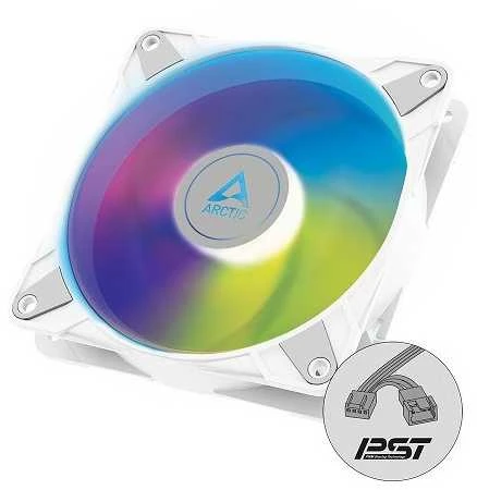 ARCTIC P12 PWM PST A-RGB korpuso ventiliatorius, 4-pin, 120mm, baltas
