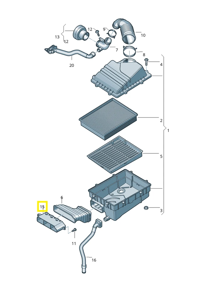 Audi A1 2015-2018 VAG Air Guide Originalus 6C0129254