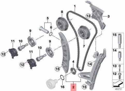 AUTENTIŠKAS OEM BMW E84 E89 F07N F10 Grandinės įtempėjas ir vadovas 11317592877