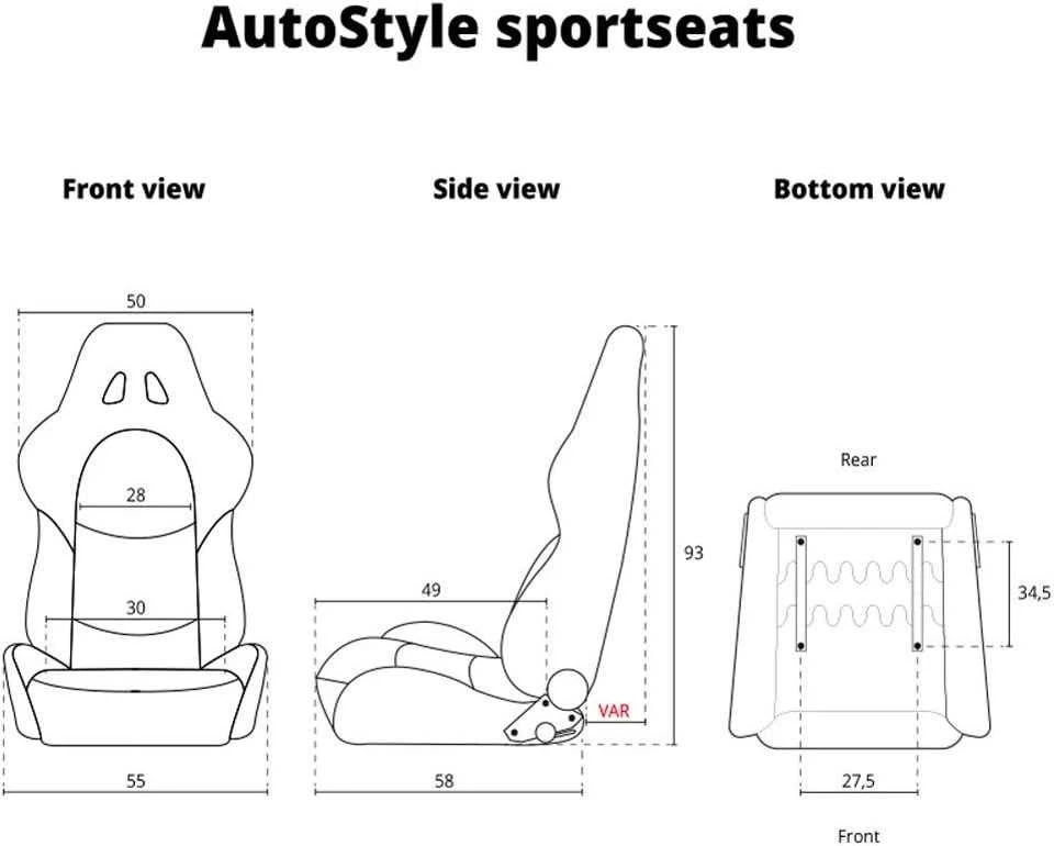 Autostyle AUTO STYLE "Retro" sportinės sėdynės iš juodos/raudonos dirbtinės odos su reguliuojamu atlošu