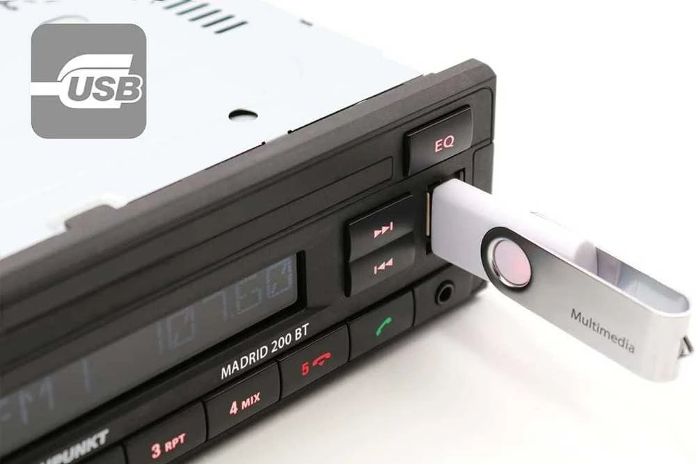 Blaupunkt Madrid 200 BT automagnetola su Bluetooth, USB, AUX, RDS, 1 DIN