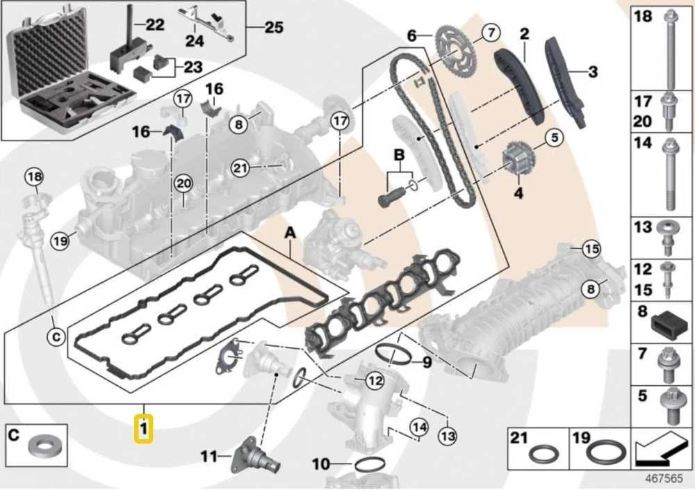 BMW 1 3 5 Serija Laiko Grandinės Remonto Komplektas Originalus 11312365581