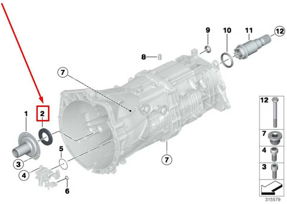 BMW 1 COUPE E82 Rankinio reduktoriaus įvesties veleno sandariklis Originalus 23118609207