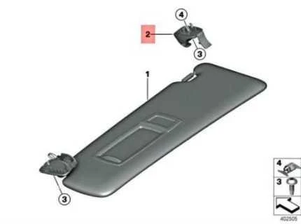 BMW 1 F21 F21 F20 F87 G06 Saulės skydelio laikiklis originalus 51167325430 7325430