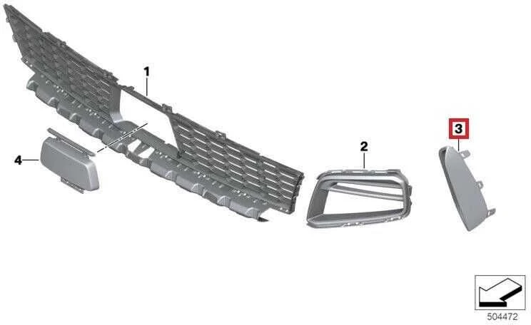 BMW 1 SERIES F40 M SPORT priekinio bamperio šoninės apdailos grotelės kairės pusės 51118075625 originalios