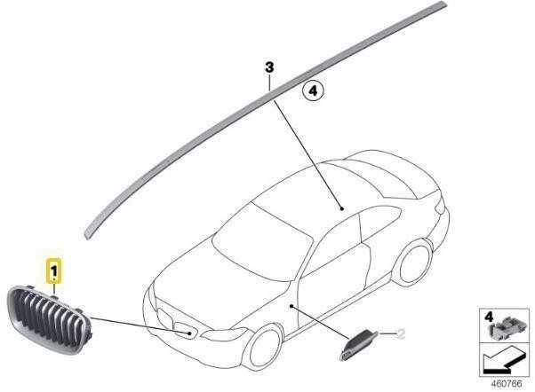 Bmw 1 Serija F20 Priekinis Dešinys Ziergitter Originalus 51137262120