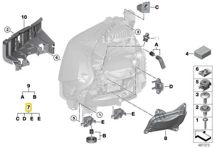 BMW 2' F22 F23 F87 M2 LCI priekinių žibintų laikiklių rinkinys 63117954800 Originalus