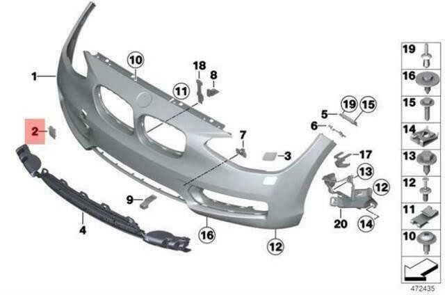 BMW 2 SERIJA F22 F23 NAUJA ORIGINALI PRIEKINIO BUFERIO TRAUKIMO KABLIUKO AKSESUARO KAPOTĖLIS 7391808
