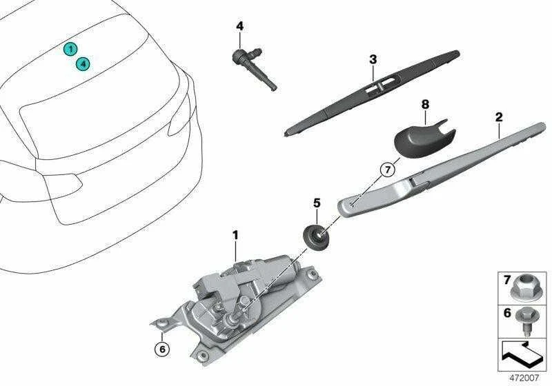 BMW 2 serijos "Active Tourer F45" galinio valytuvo mentė 61627348571 originali