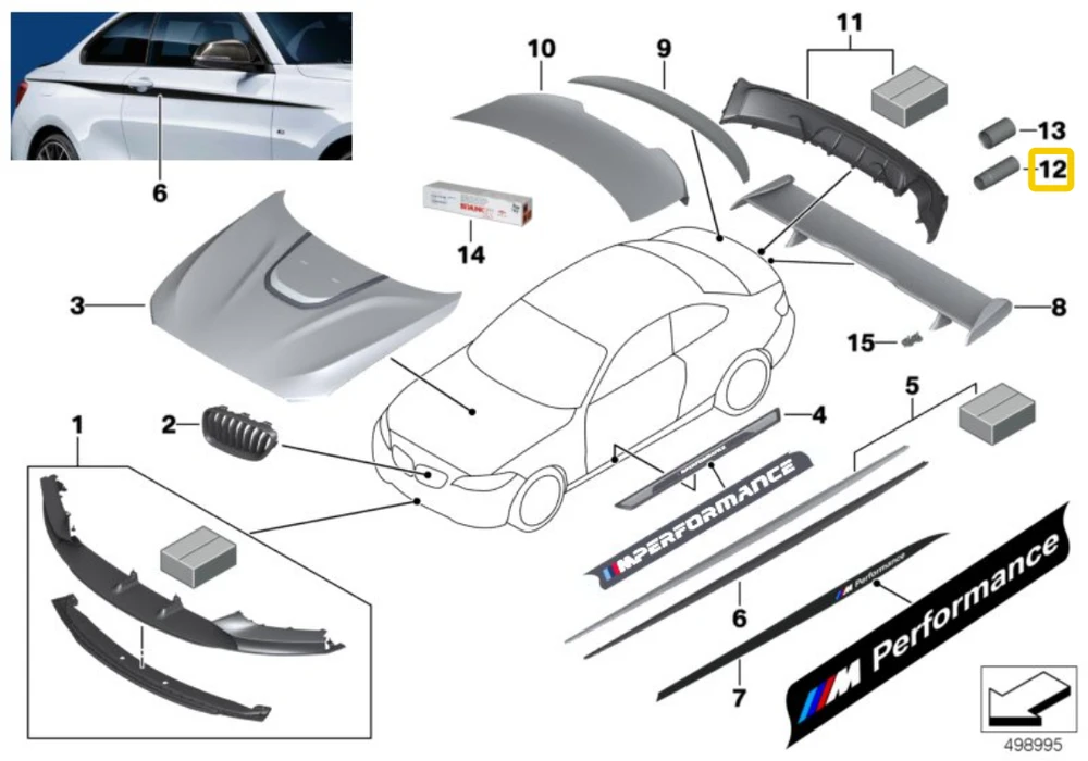 BMW 2 serijos F22/F23 235/240i M Performance tarpiniai vamzdžiai originalūs 18302287042