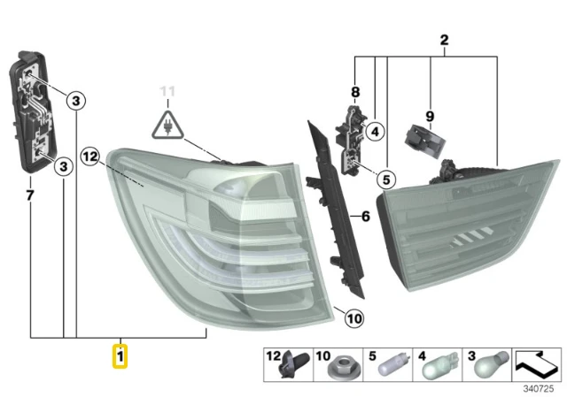 BMW 2011-2017 F25 X3 GALINIS DEŠINIS KELIAUTOJO ŠVIESOS ŽIBINTO ASAMBLĖJA OEM