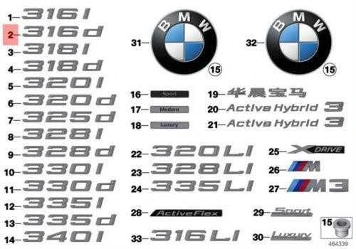 Bmw 3 F30 Etiketė Originalus 51147289867