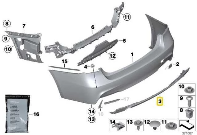 Bmw 3 F30 F31 Galinio Stiklo Įdėklas Originalus 51128054197