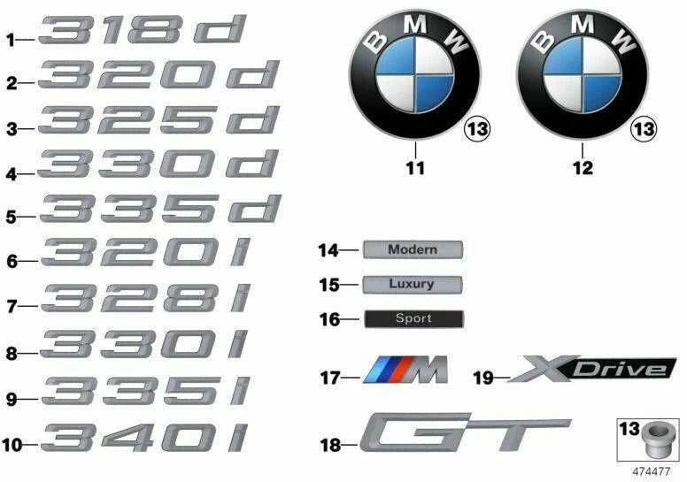 Bmw 3 F34 Gt Etiketas Originalus 51147351972