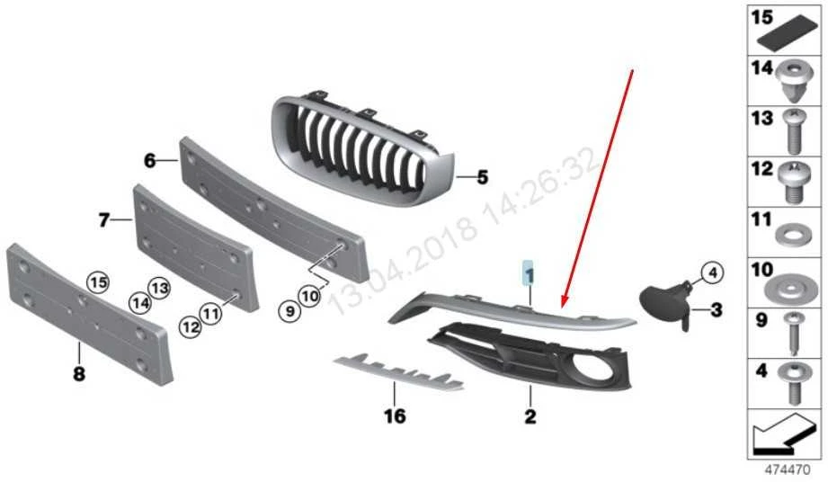 Bmw 3 F34 Gt Kairysis Apdailininkas Strypas Originalus 51117294895