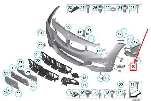 Bmw 3 F34 Gt Priekinis Bamperio Skersinės Sijos Remonto Komplektas Originalus 51118062209