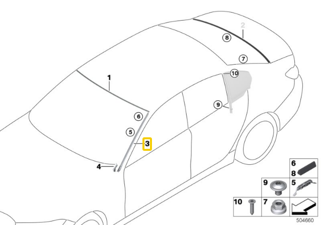 BMW 3 G20 G21 Kairys Drip Moulding Originalus 51317427873