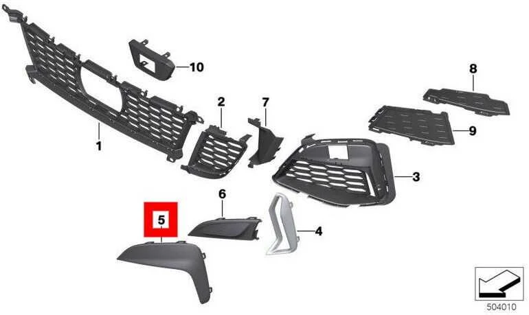 BMW 3 G20 G21 priekinis kairės pusės N/S rūko žibintų viršutinis apvadas su PDC 51118089207 originalus