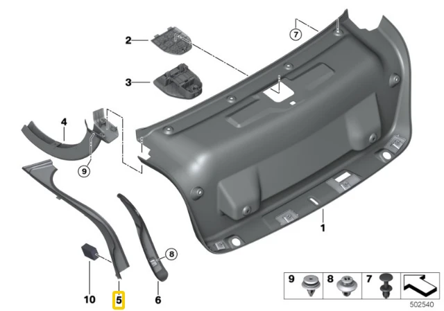 BMW 3 G20 GALINIS BAGAŽO DANGTIS KAIRĖS LAŠO RAIL Originalus 51497430619