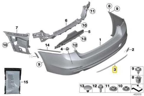 Bmw 3 Serija F30 F31 Galvos Dekoratyvinis Juostelė Originalus 51127289756