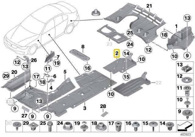BMW 3 serijos dugno apdaila dešinėje pusėje F30 F31 F32 F33 F34 F36 Originalus 51757258050