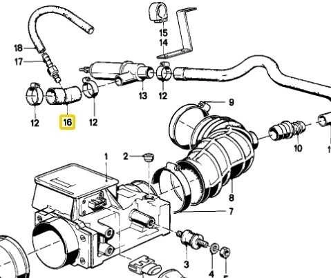 BMW 325e E30 528e E28 1982-1988 Tuščios eigos oro reguliavimo vožtuvo žarna 11631276651A originali