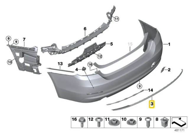 BMW 4 F32 F33 F36 Galinio Stiklo Chromo Danga Originalus 51127294827