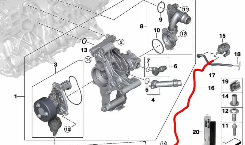 „BMW 4“ kupė G22 variklio vandens siurblys, originalus, 11518475993