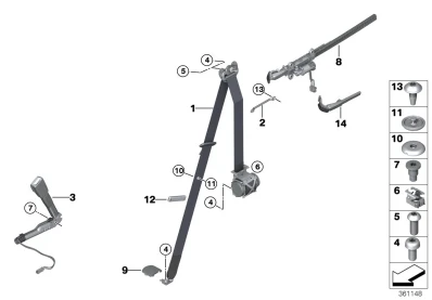Bmw Diržo Perdavimas Dešinysis F87 M2 F32 F82 Originalus 72117307916