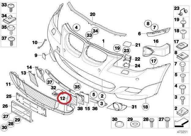 Bmw 5 E60 E61 Kairės Iš Dalies Atidarytas Tinklas Originalus 51118042007