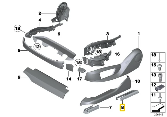 Bmw 5 F07 F10 F11 7 F01 F02 F03 F04 Galvos Atramos Kaire Kėdės Slėnio Dėklas Originalus 52109175071