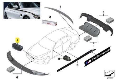 Bmw 5 F10 F11 Ziergitter Hochglanz Juodas Originalus 51712165528