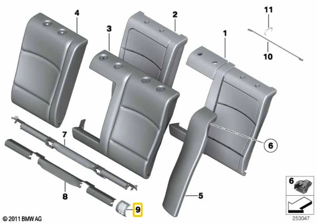 Bmw 5 F10 Isofix Išorinis Kairys Originalus 52207247235
