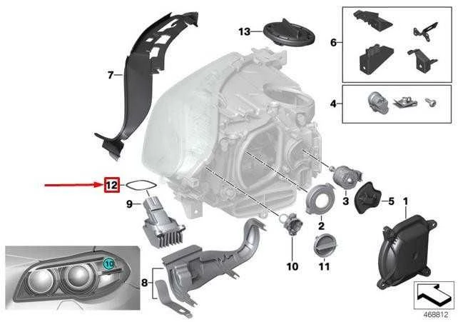 BMW 5 F10 žibintų tarpiklis rinkinys 63117349288 7349288 NAUJAS ORIGINALUS