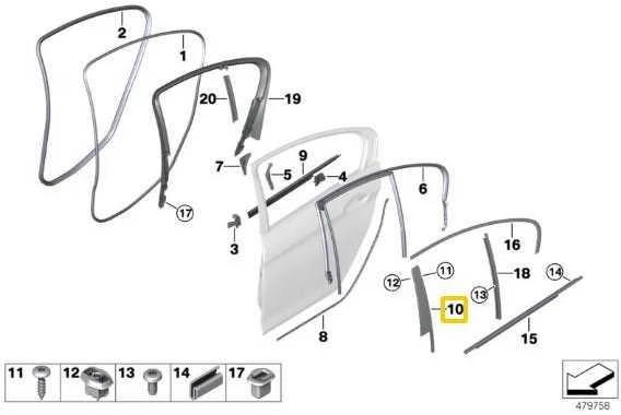 BMW 5 G30 F90 M5 G31 Galinio Kairio Stulpo Dangos Viršas Originalus 51357390139