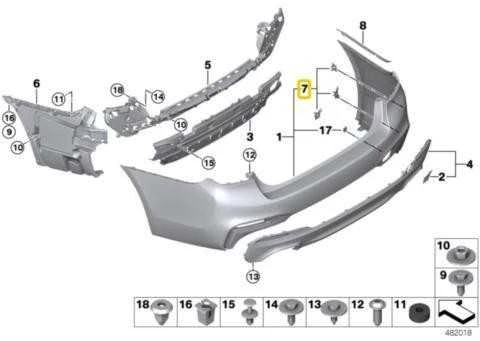 BMW 5 G30 F90 M5 Galinio PDC PMA Jutiklio Tvirtinimo Komplektas Originalus 51128073862